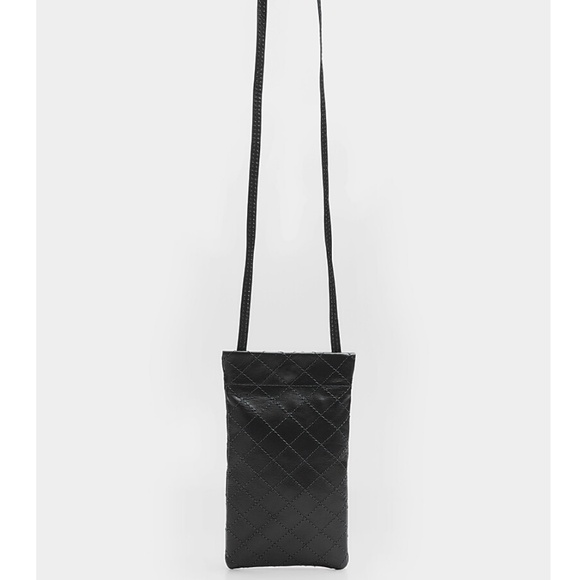 Black real leather topstitched diamond phone clutch bag made in Italy NWT - Picture 10 of 10